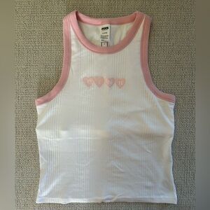 VS Pink and White Ribbed Tank Top Size Medium NWT💗🤍